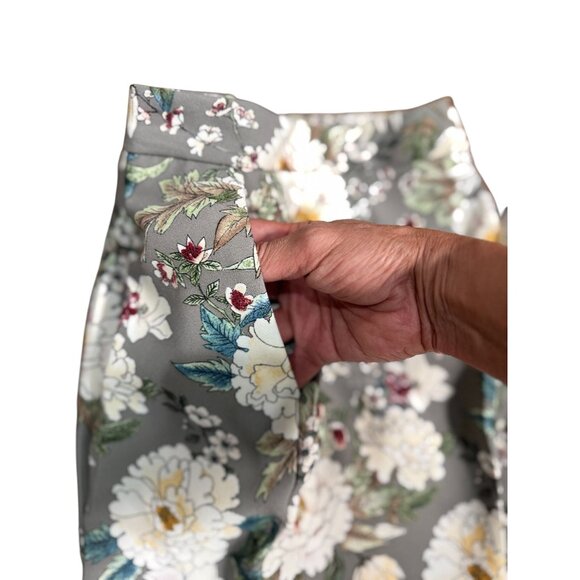 ZARA COLLECTION GRAY WHITE FLORAL STRAIGHT DRESS PANTS S BLOGGER FAV RARE - Picture 7 of 14